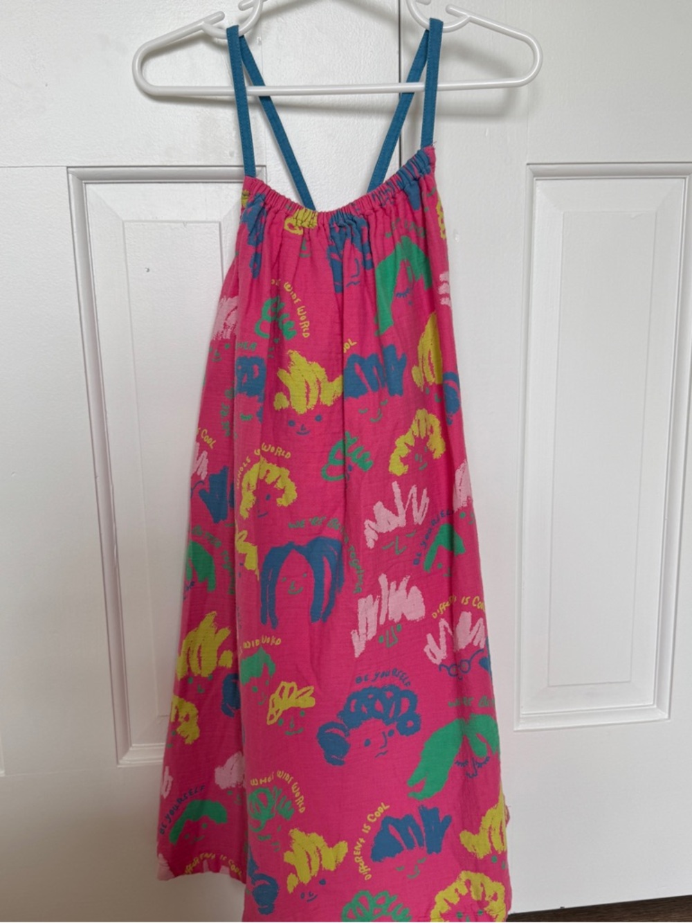 Open Edit Nordstrom girls graffiti summer dress 6 pink blue
